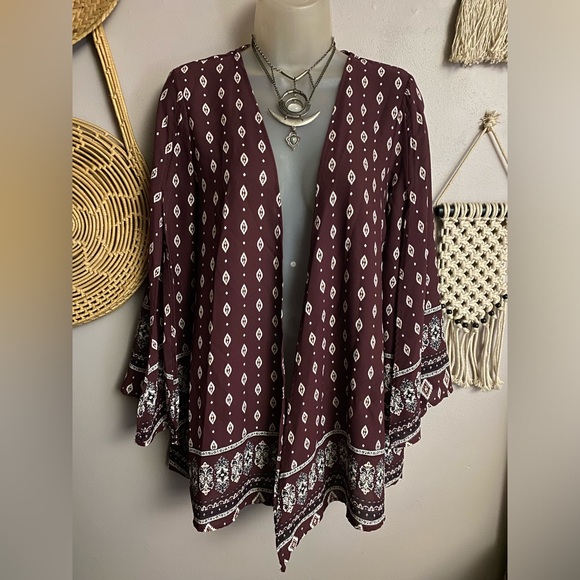 Berry and Cream Boho kimono sz Medium - Picture 3 of 9